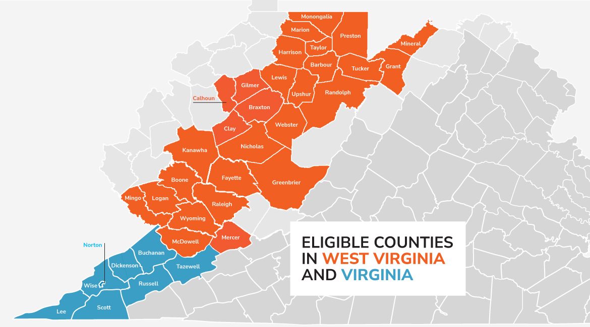 Eligible counties for Coalfield Solar Fund